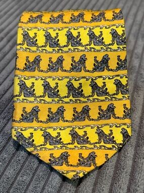 Pineda Covalin Yellow Patterned Men's luxury Silk Tie Animal Motif Traditional